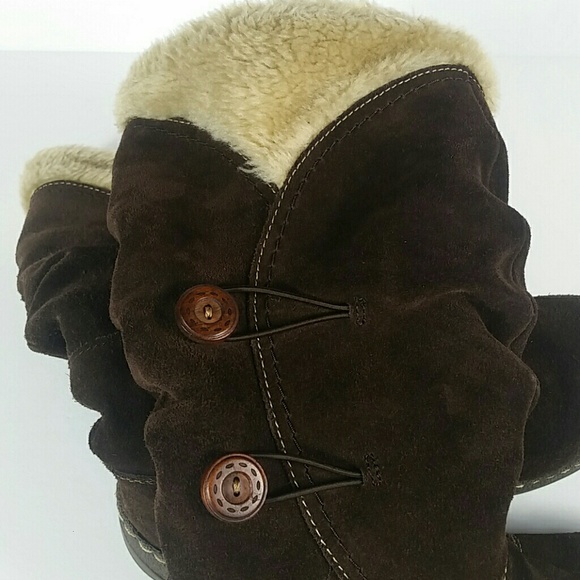 BareTraps Boots Esha Brown Suede Leather Faux Fur - Picture 6 of 8